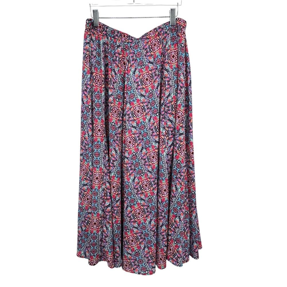 Cupio skirt XL maxi full mandala print floral elastic waist pull on boho NEW